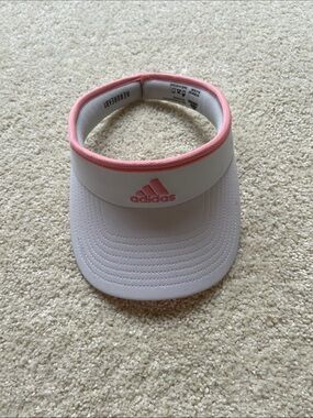 adidas White Visor with Pink Trim and Logo